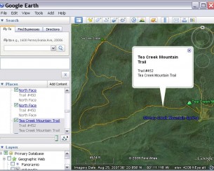 MNF Trails dataset displayed on Google Earth