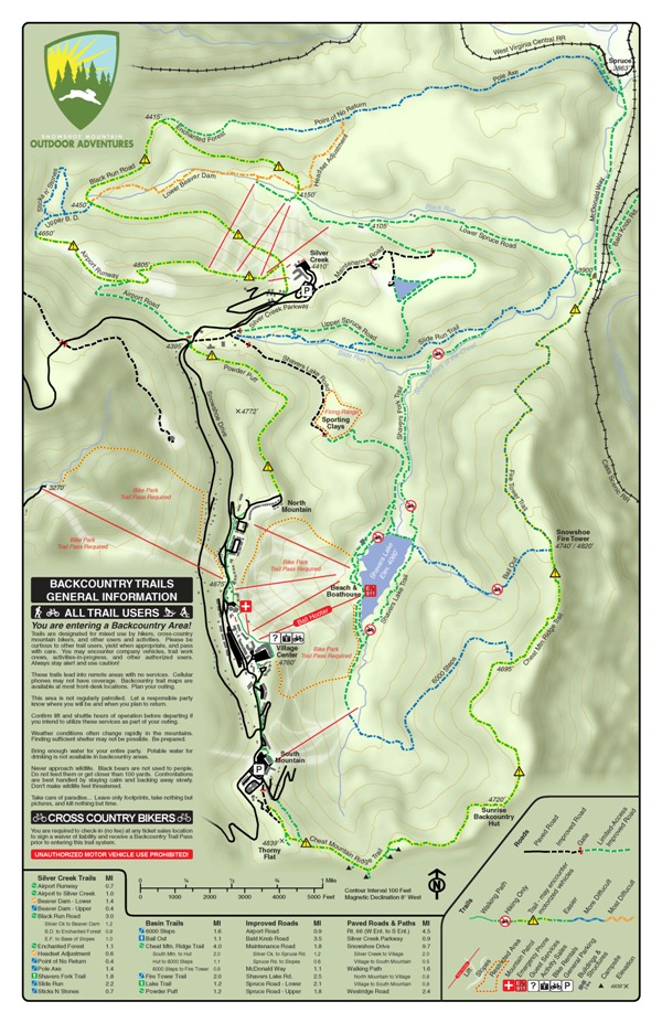 Snowshoe Mountain Hiking Map (2011)